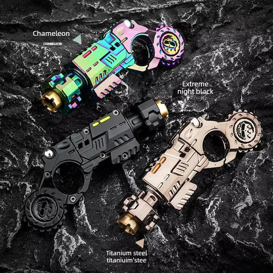 Mini Metal EDC Pistol Fidget Toy Ejecting Roller Spinner Mechanical Slider Ratchet Wheel Ring Stress Relief for Adults Peaceful Pleasures Health and Wellness