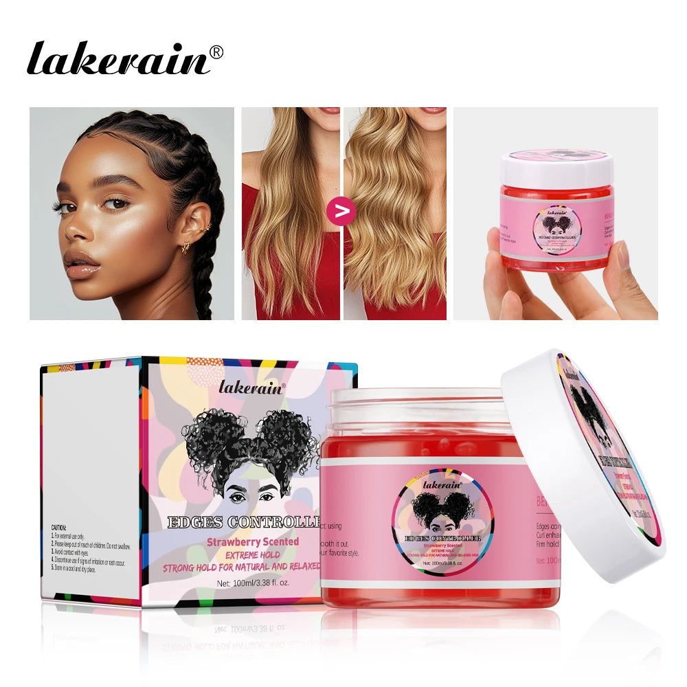 Lakerain Strong Styling Hair Gel Long Lasting Control Edge Gel Smoothes Nourishes Hair Curl Enhancement Strong Hold Hair Gel Peaceful Pleasures Health and Wellness