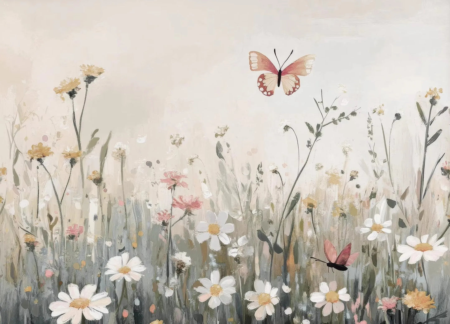 Vintage Spring Wildflowers Canvas Wall Art – Roses & Swans