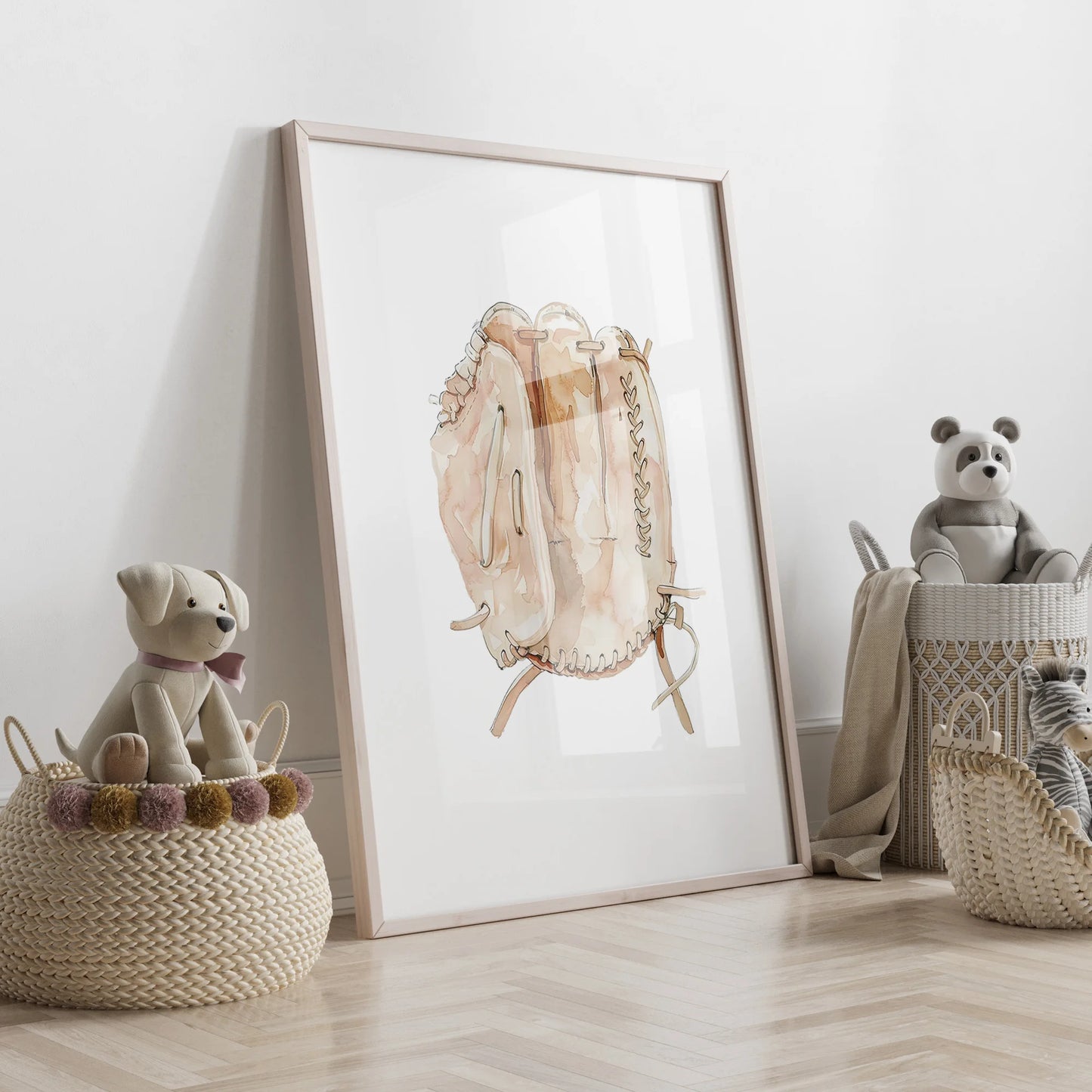 Personalized Bear Baseball 3-Piece Canvas Wall Art | Kids Decor