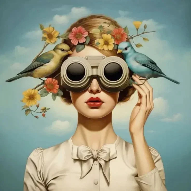 Surrealism Woman & Fish Canvas Wall Art | Fantasy Portrait Print