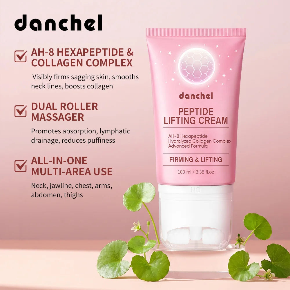 AH-8 Peptide Lifting Neck Cream Double Roller Massager Smooth Neck Lines Moisturizing Lifting Brighten Even Skin Tone Neck Cream Peaceful Pleasures Health and Wellness