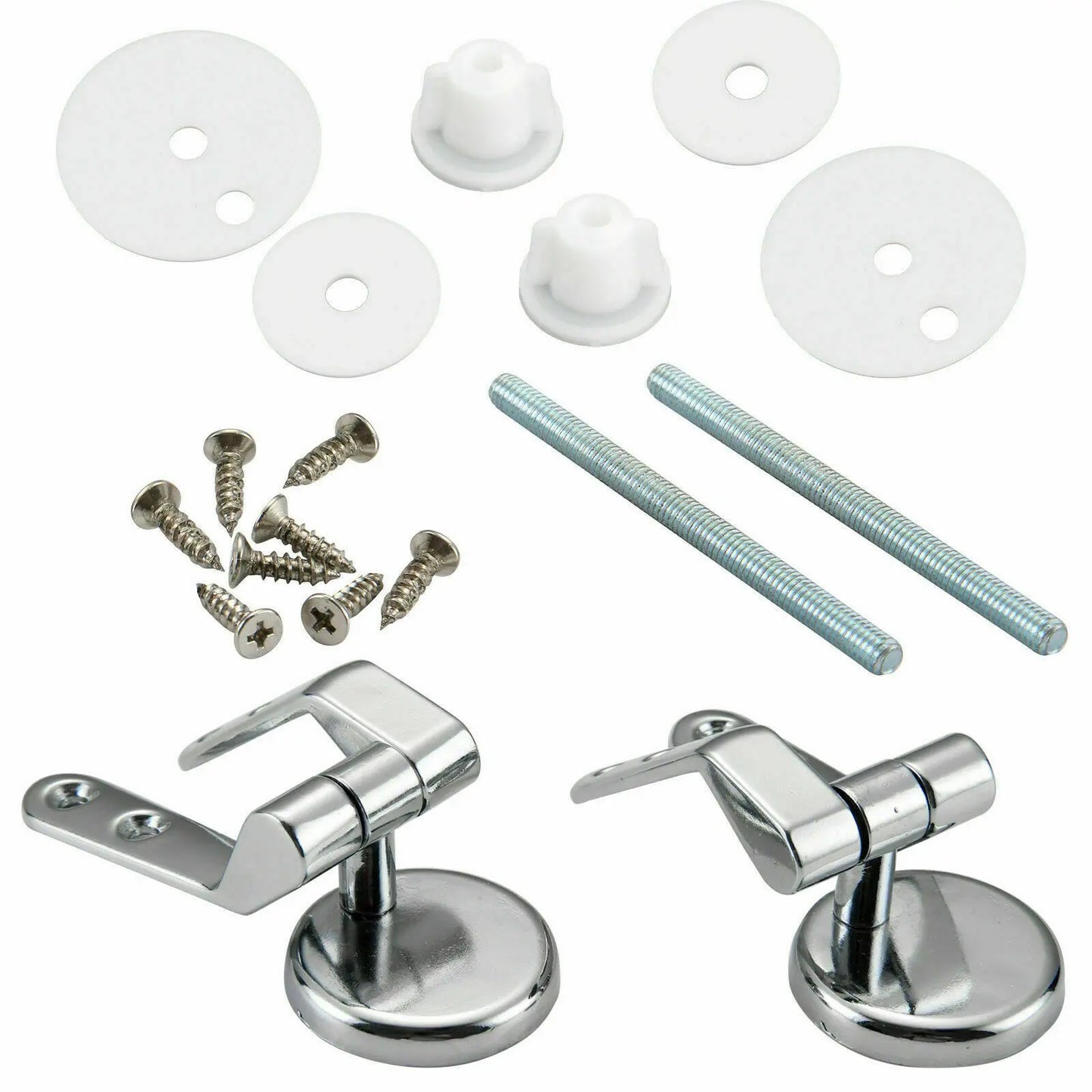 Universal Toilet Seat Hinges | Zinc Alloy Chrome Replacement Set