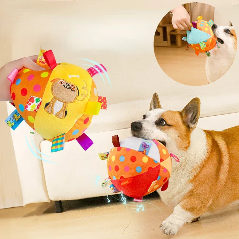 Interactive Plush Bell Ball Toy for Dogs – Chew, Play & Clean
