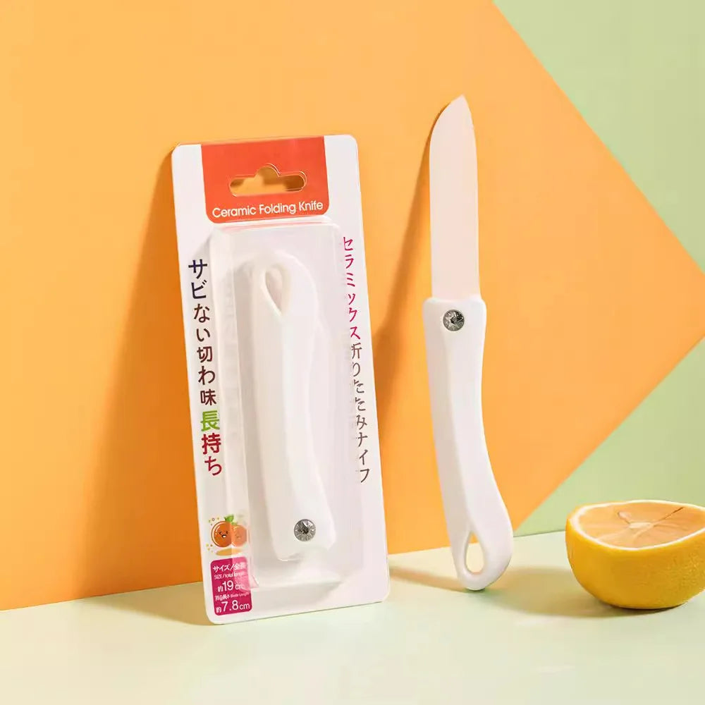 New Folding Fruit Peeler White Ceramic Knife Mini Portable Apple Peeler Multi Functional Fruit Peel and Melon and Fruit Peeler Peaceful Pleasures Health and Wellness