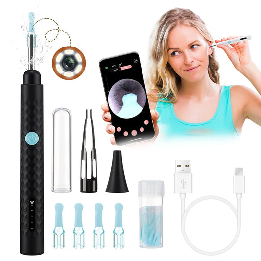 2 in 1 Visual Ear Wax Removal Tool with Camera and Tweezers 1080P HD WiFi Otoscope Reusable Ear Cleaner Kit for Kids Adults Pets Peaceful Pleasures Health and Wellness