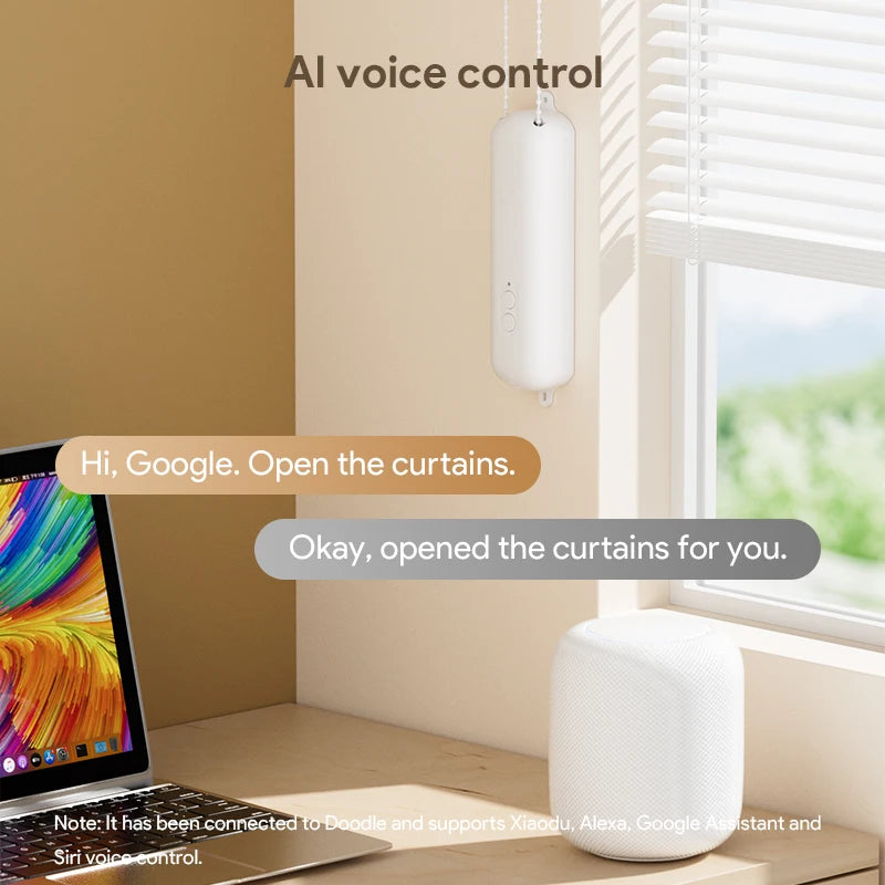 Tuya Roller Blind Robot Rechargable Automatic Curtain Motorised Shutter Opener Support Alexa Google Assistant Siri Voice Control Peaceful Pleasures Health and Wellness