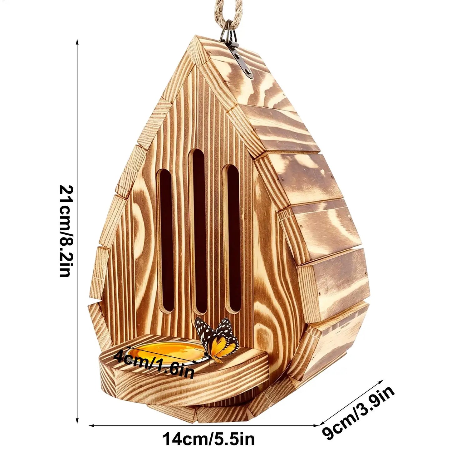 Wooden Butterfly House & Feeder – Hangable Garden Habitat Butterfly House Feeder Peaceful Pleasures Health and Wellness
