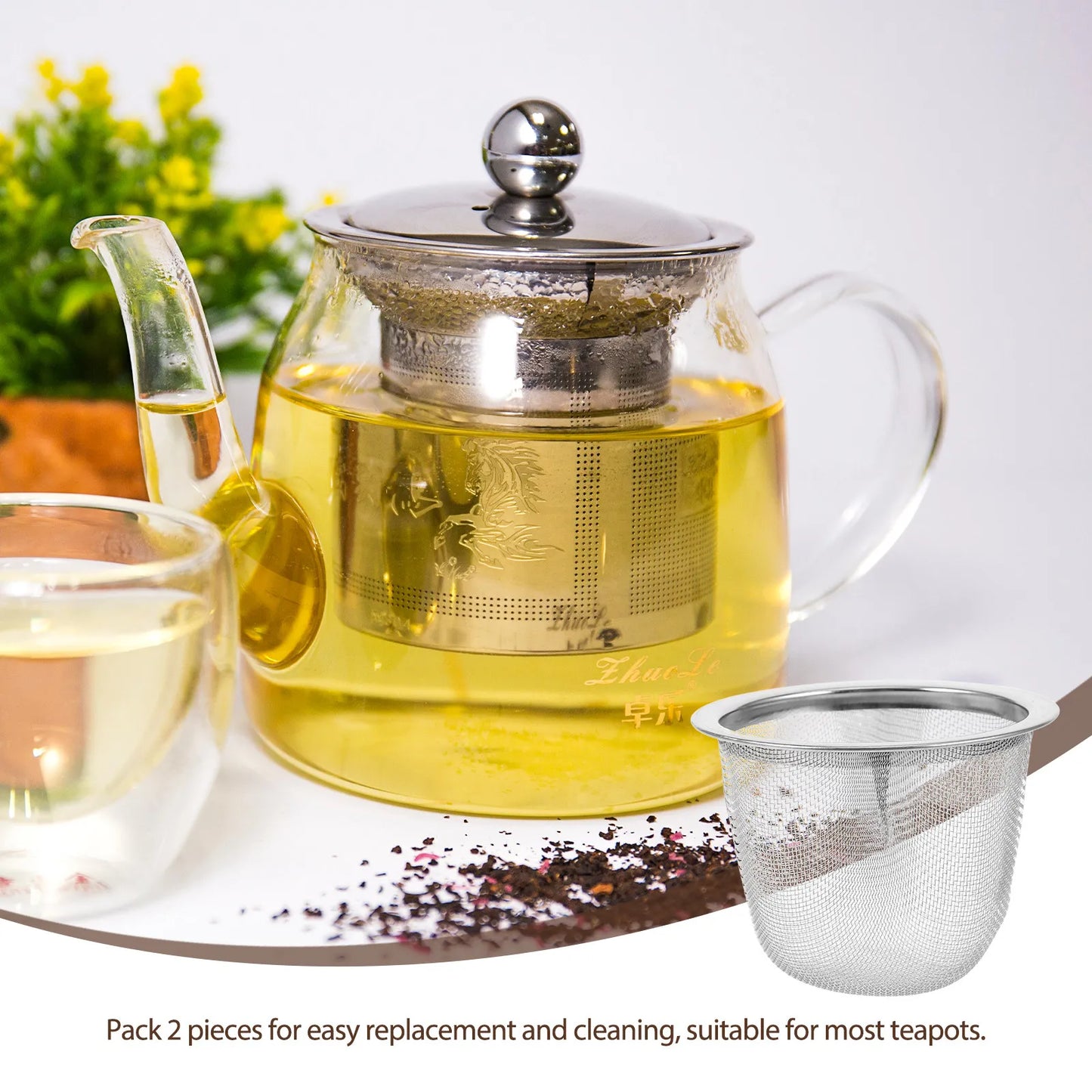 2Pcs Stainless Steel Tea Infuser Strainer Reusable Mesh Filter for Teapot Kettle Cup Home Tea Room Restaurant Daily Use Peaceful Pleasures Health and Wellness