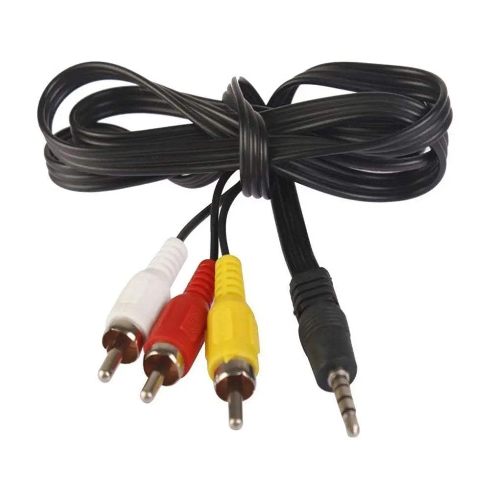 Black RCA Male Plug Adapter Converter Cord 3.5MM Jack To RCA Wire AV Audio Cable Video Cables Peaceful Pleasures Health and Wellness
