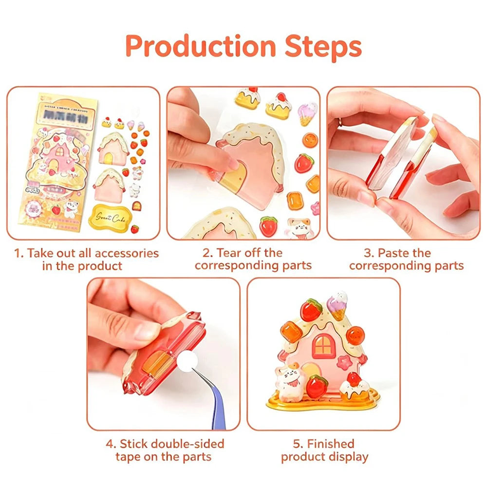 Cartoon Luminous Stickers 3D Relief Layered Music Cute Student
