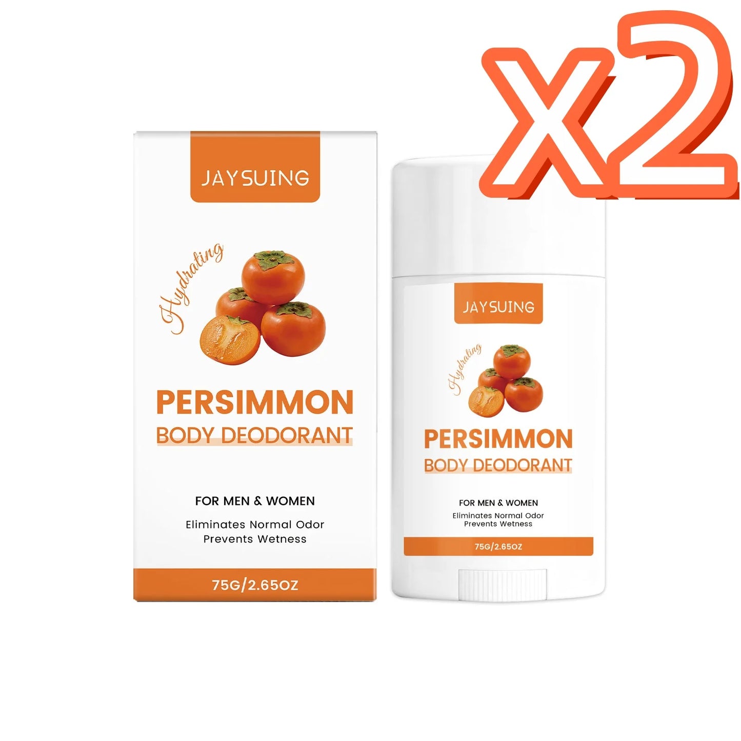 Persimmon Scent Deodorant Stick Remove Body Odor Lasting Refresh Reduce Underarm Sweat Women Men Skin Underarm Antiperspirant Peaceful Pleasures Health and Wellness 75g Boxed x 2