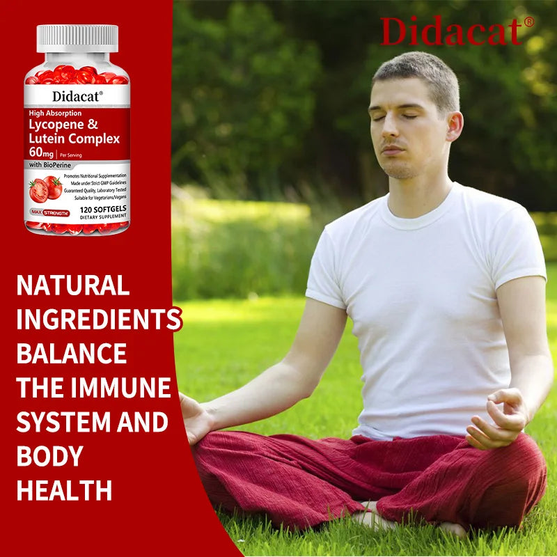 Lycopene & Lutein Complex 60mg Capsules with Bioperine, Antioxidant, Supports Prostate, Heart, Eye & Urinary System Health Peaceful Pleasures Health and Wellness