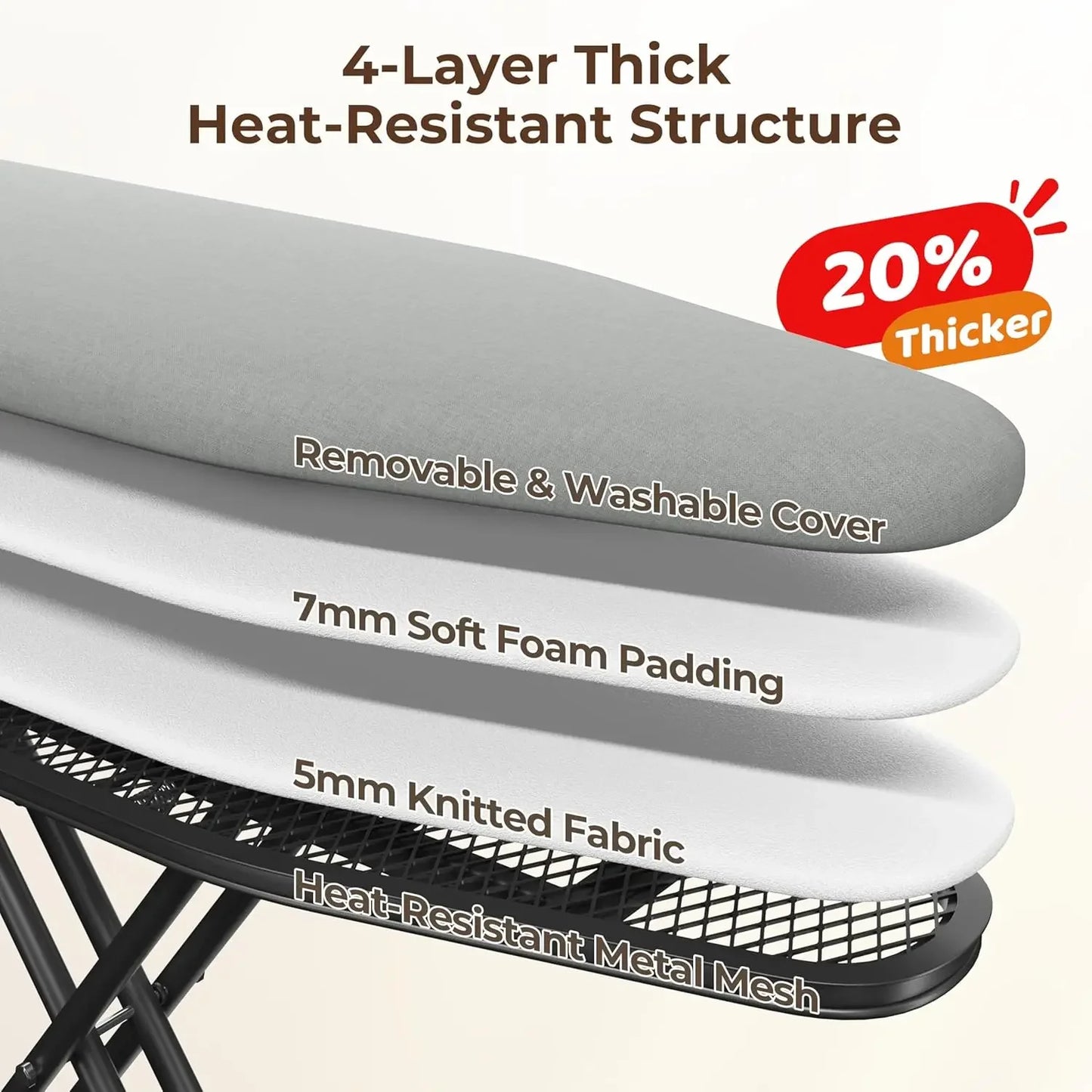Foldable Ironing Board with 9 Adjustable Heights & Washable Cover Ironing Accessories Peaceful Pleasures Health and Wellness