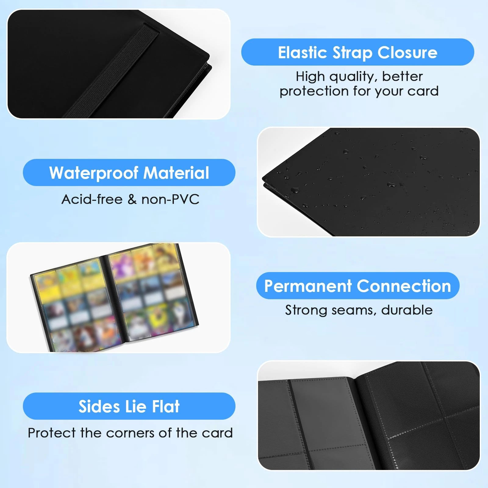 Card Binder 9-Pockets Trading Card Collector Holder Kpop Idol Photo Albums Portable Storage Case for TCG & Sports Game Cards Peaceful Pleasures Health and Wellness
