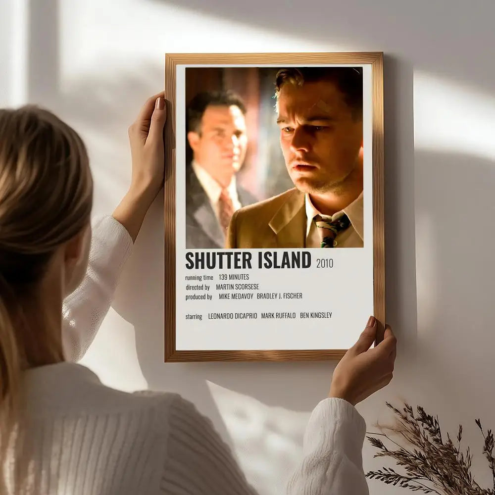Movie S-Shutter Island Poster HD Self Adhesive Waterproof Wall Art Ideal for Home Office Dorm Bedroom Great Gift Peaceful Pleasures Health and Wellness White4 15X20cmNoframe