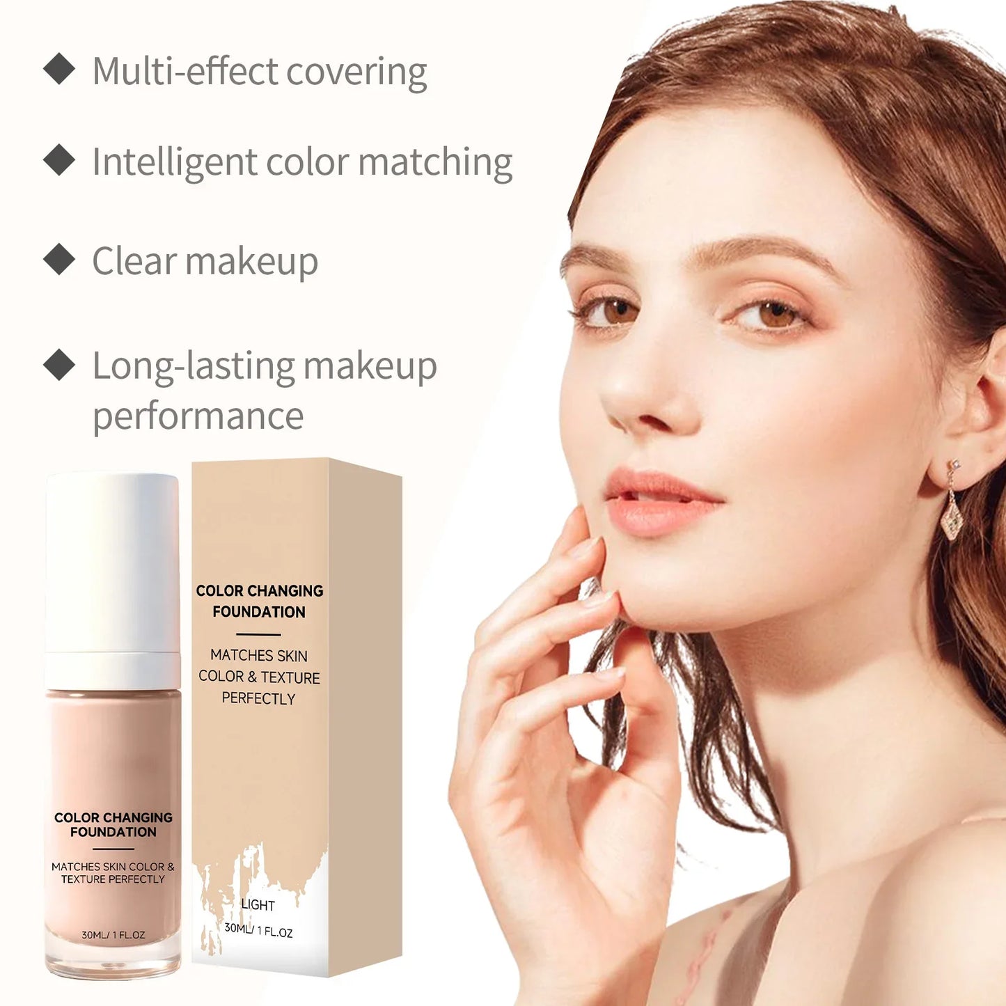 Color Changing Foundation – Full Coverage Waterproof Liquid