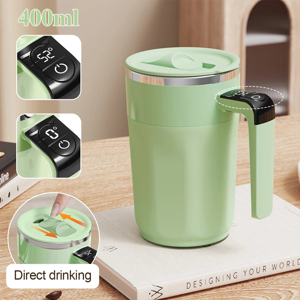 Self-Stirring Coffee Mug 400ml | Temperature Display & USB Charging