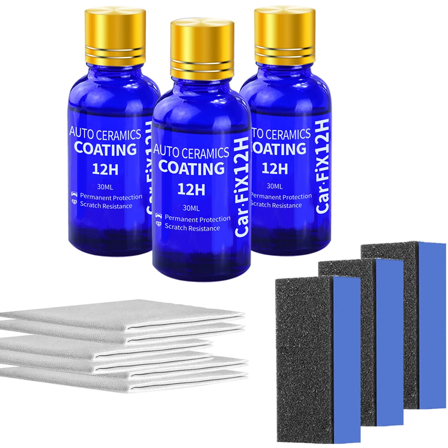 3PCS 12H Car Liquid Ceramic Coat Super Hydrophobic Glass Coating Set Polysiloxane and Nano Materials Ceramics for Cars Peaceful Pleasures Health and Wellness 3 Set