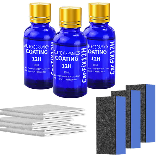 3PCS 12H Car Liquid Ceramic Coat Super Hydrophobic Glass Coating Set Polysiloxane and Nano Materials Ceramics for Cars Peaceful Pleasures Health and Wellness 3 Set