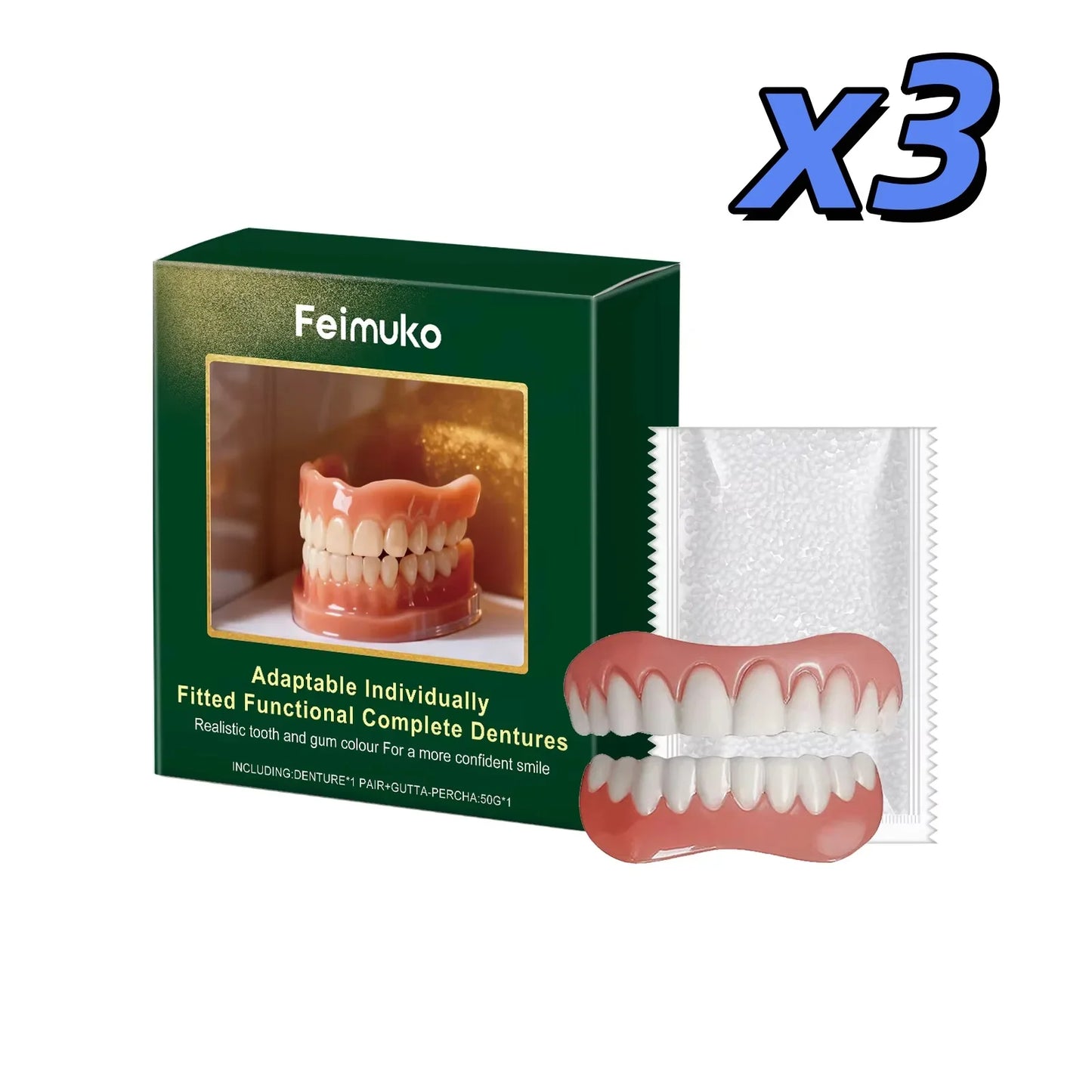 Silicone Temporary Denture Set – Upper & Lower Comfort Fit Kit