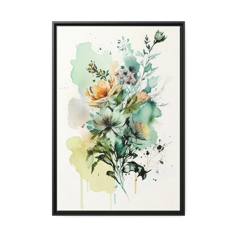Colorful Flowers Watercolor Canvas Wall Art Print | Unframed
