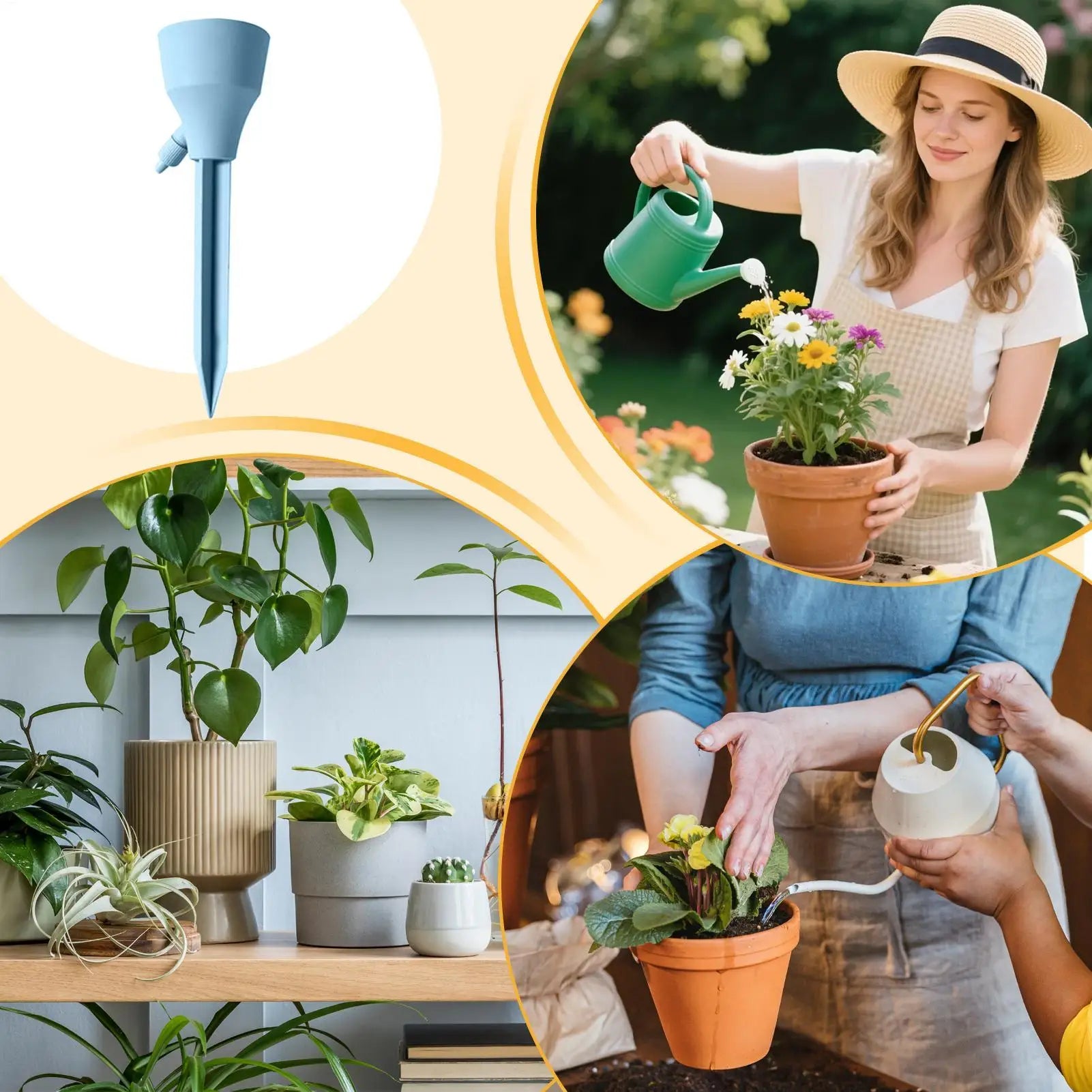 Plant Watering Spikes 3 Pieces Automatic Irrigation Dripper Bottle Plant Waterer with Control Valve for Indoor Outdoor Home Peaceful Pleasures Health and Wellness