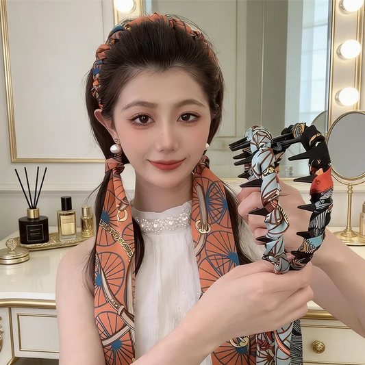 Elegant Floral Ribbon Comb Headband for Women | Wave Band Hair Accessory Headband Peaceful Pleasures Health and Wellness