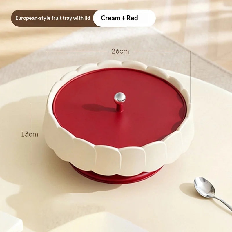 Amazing Creative Multifunctional Large Capacity Divided Snack Holder for Home Living Room Nuts Dried Fruits Desktop Storage Box Peaceful Pleasures Health and Wellness Red