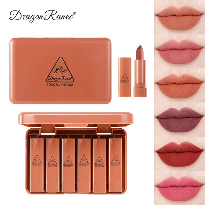 Dragon Ranee 6-Piece Matte Lipstick Set – Waterproof & Vibrant