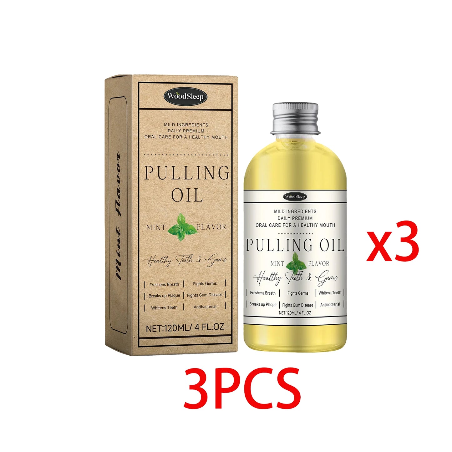 WOODSLEEP Coconut Mint Oil Pulling Mouthwash | Alcohol-Free 120ml