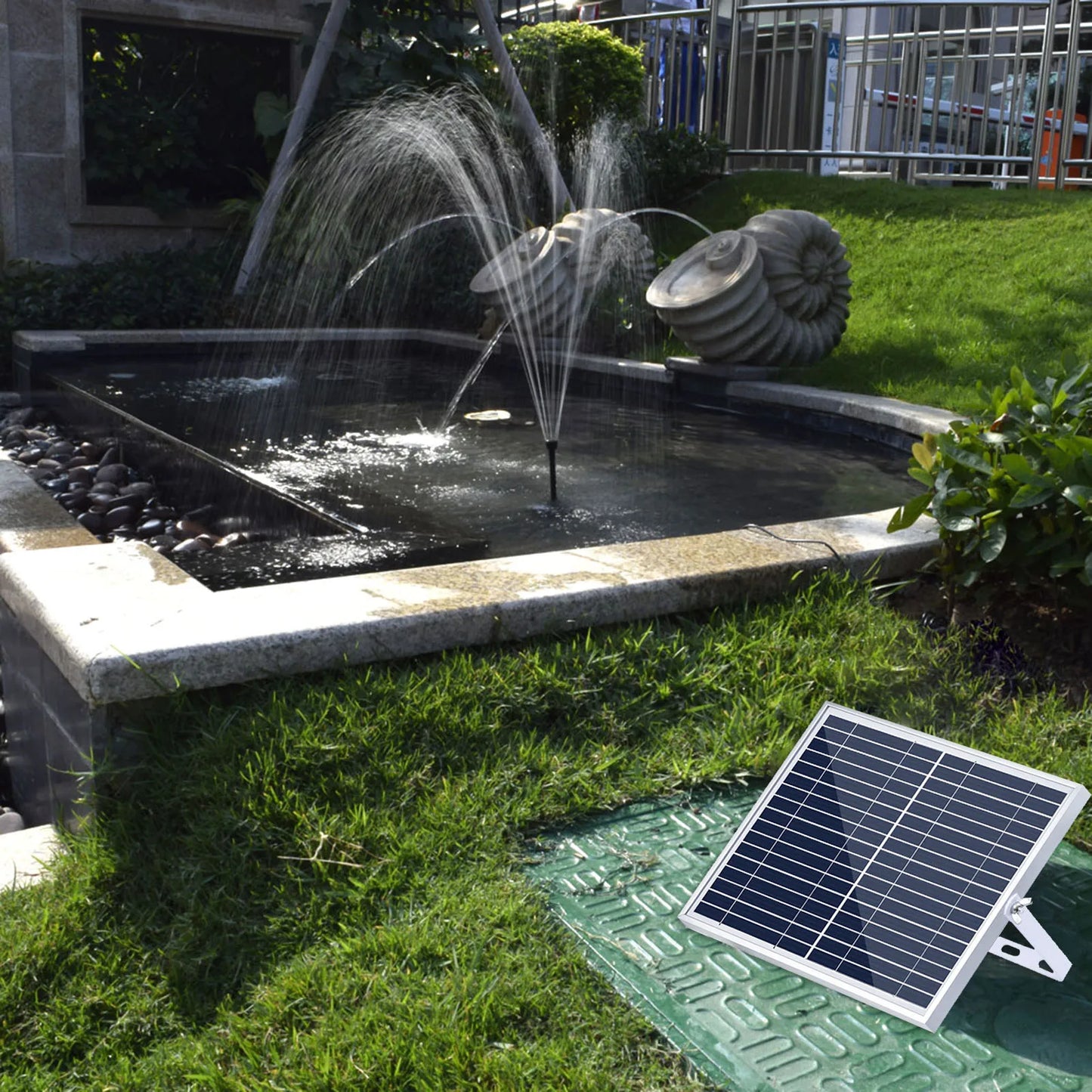 10W Solar Fountain Pump Water Height Large Panel 3 Nozzles Max Bird