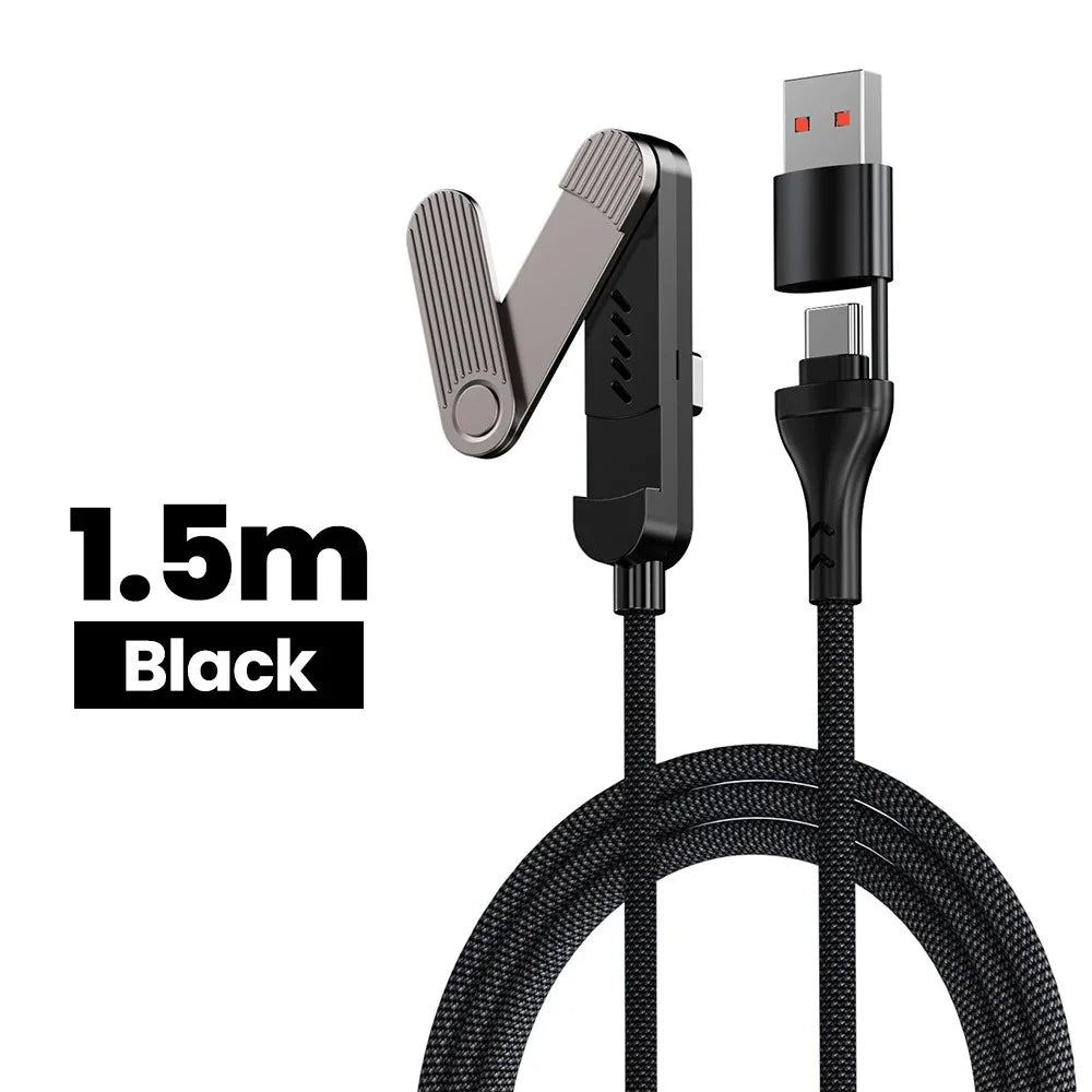 65W 3-in-1 USB-C Fast Charging Cable with Phone Stand Holder