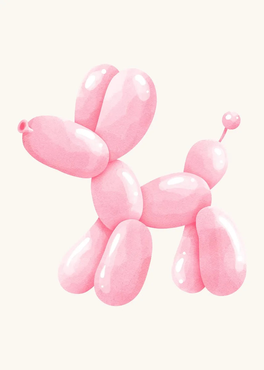 Pink Balloon Dog Canvas Wall Art | Preppy Teen Dorm Room Decor