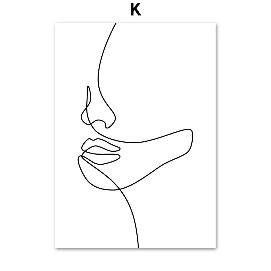 Posters Prints Canvas Painting Nordic Minimalist Wall Art Pictures For Living Room Home Decor Abstract Woman Face Hands Line Peaceful Pleasures Health and Wellness T80483-11 40x60cm Unframed