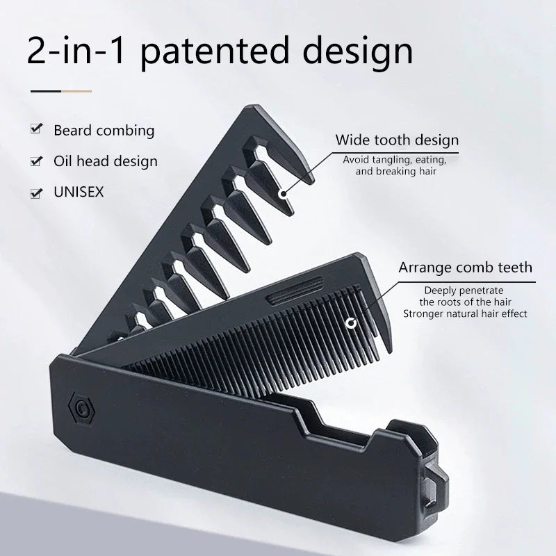 Multifuncional Pocket Folding Combs Plastic Wide Tooth Oil Head Comb Beard Combing Barber Hair Clipper Comb Salon Styling Tools Peaceful Pleasures Health and Wellness