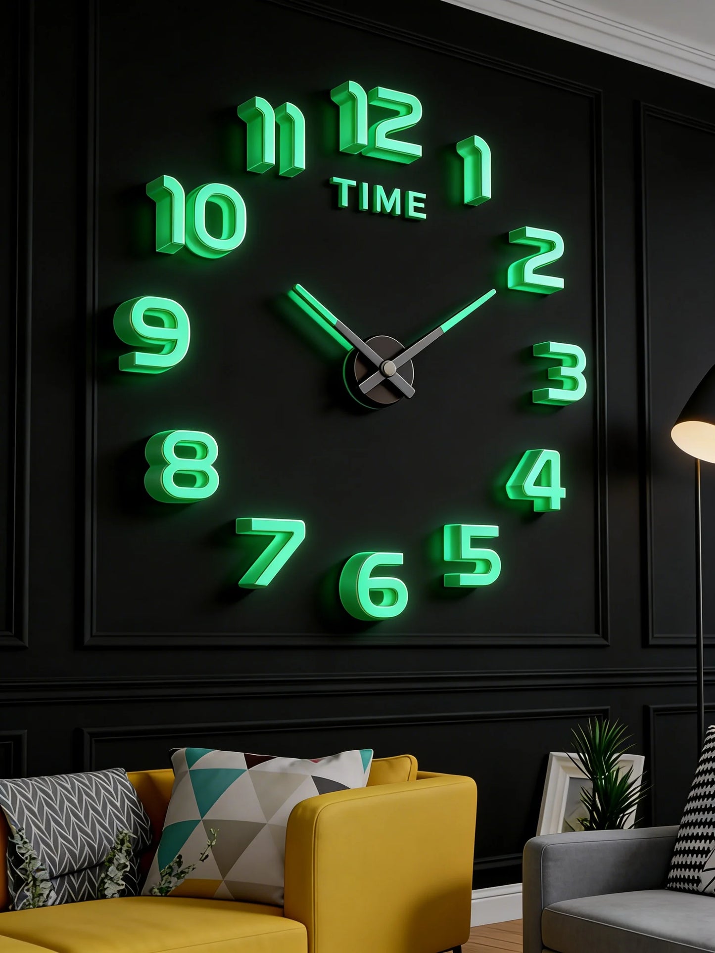 Large 3D Wall Clock Luminous Classic Wall Clocks DIY Digital Clock Wall Watches Stickers Silent Clock for Home Living Room Table Peaceful Pleasures Health and Wellness