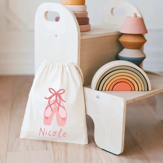 Personalized Ballet Birthday Drawstring Bag | Custom Girls Gift Personalized Party Bag Peaceful Pleasures Health and Wellness