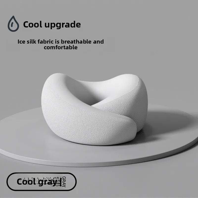U-Shaped Neck Pillow Neck Support Slow Rebound Adjustable Travel Neck Pillow Washable Memory Foam Sleep Nap Pillows Travel Use Peaceful Pleasures Health and Wellness Gray With bag