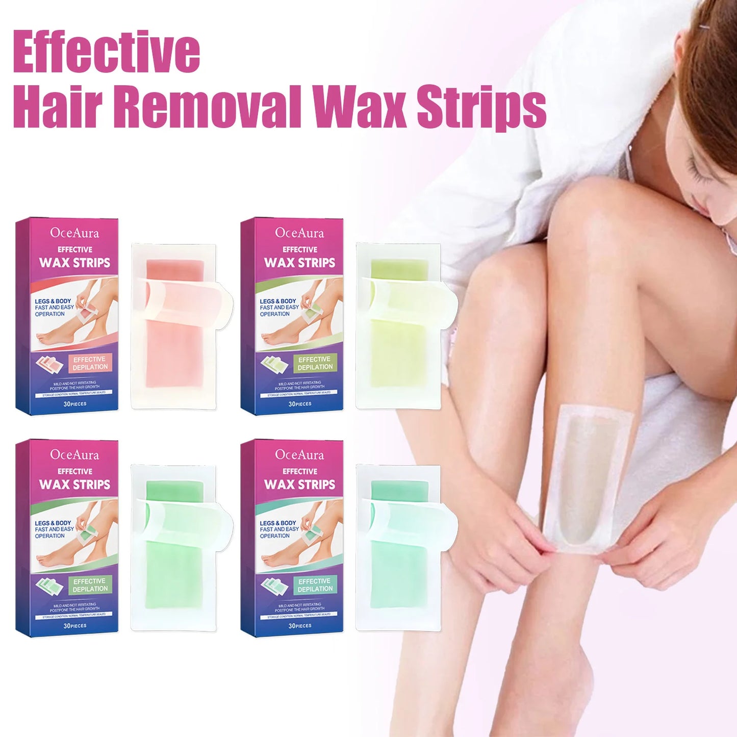 Cold Wax Hair Removal Strips 30pc – Body & Facial Depilatory