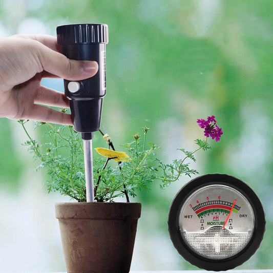 Soil Detector 2-In-1 Small Fertility Nutrient Moisture Monitoring Station Ph and Water Content Meter Tester Peaceful Pleasures Health and Wellness Silver