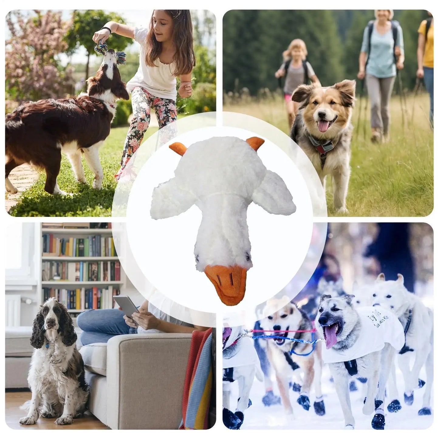 White Duck Plush Dog Chew Toy | Bite-Resistant Stuffed Pet Toy Plush Dog Toy Peaceful Pleasures Health and Wellness