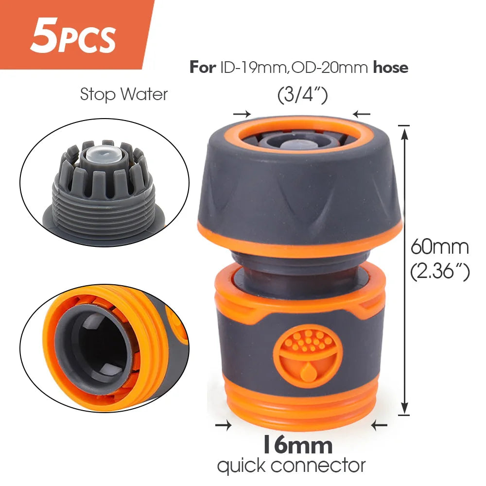 5PCS 1/2" 3/4" Garden Hose Water Tube Joint 12mm 16mm Irrigation Pipe Coupling Adapter Quick Connector for Repair Extender Peaceful Pleasures Health and Wellness D-5PCS Other
