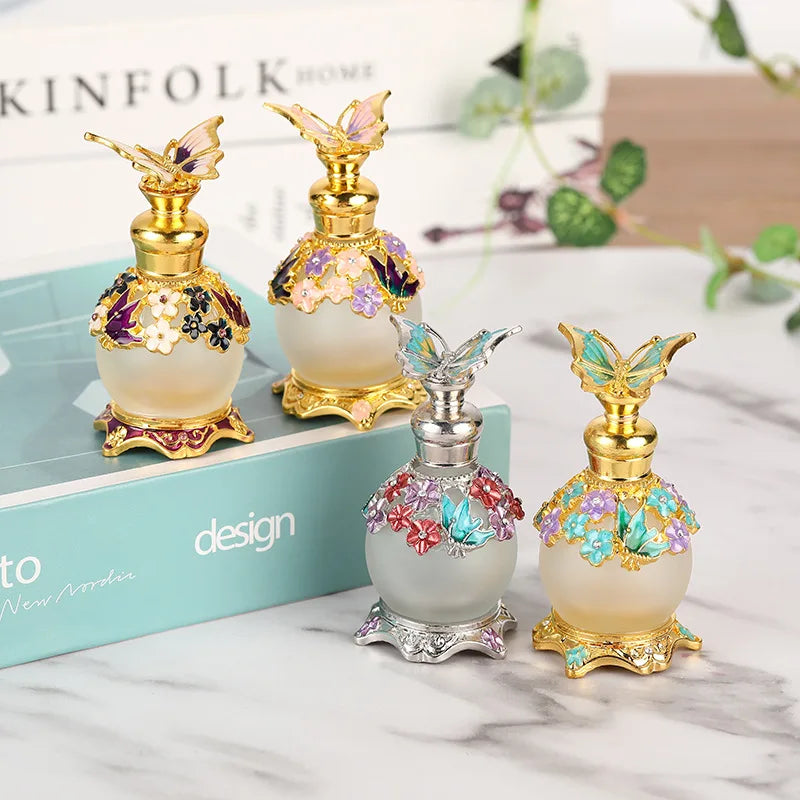 YU FENG Beautiful Butterfly Glass Perfume Bottles Bundle Peaceful Pleasures Health and Wellness