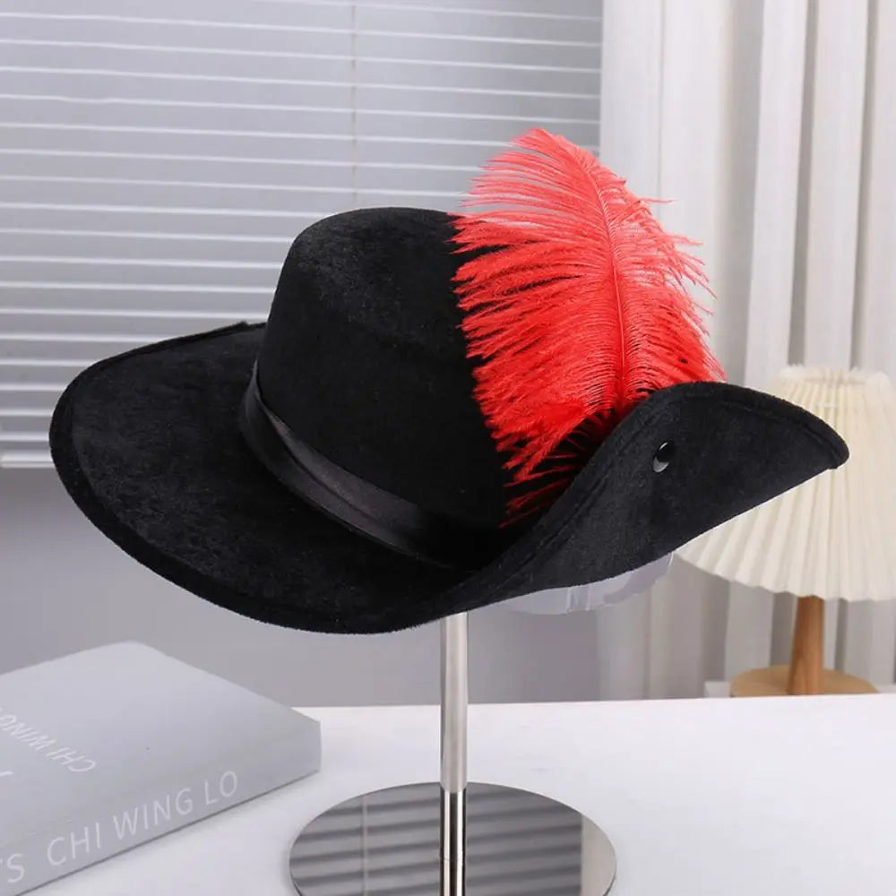 Black Snowman Costume Hat with Simulated Feathers Artistic Felt Hat Sun Protection Retro Top Hat Role Play Costume Cosplay Peaceful Pleasures Health and Wellness