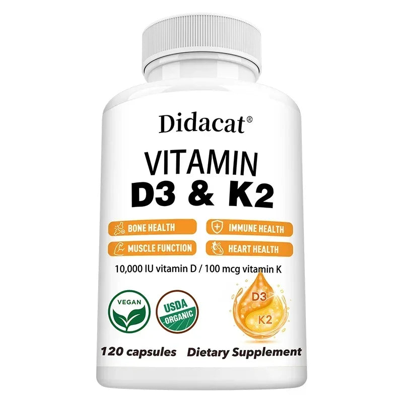 Vitamin D3 + K2 Supplement – Bone & Immune Support | 120 Caps
