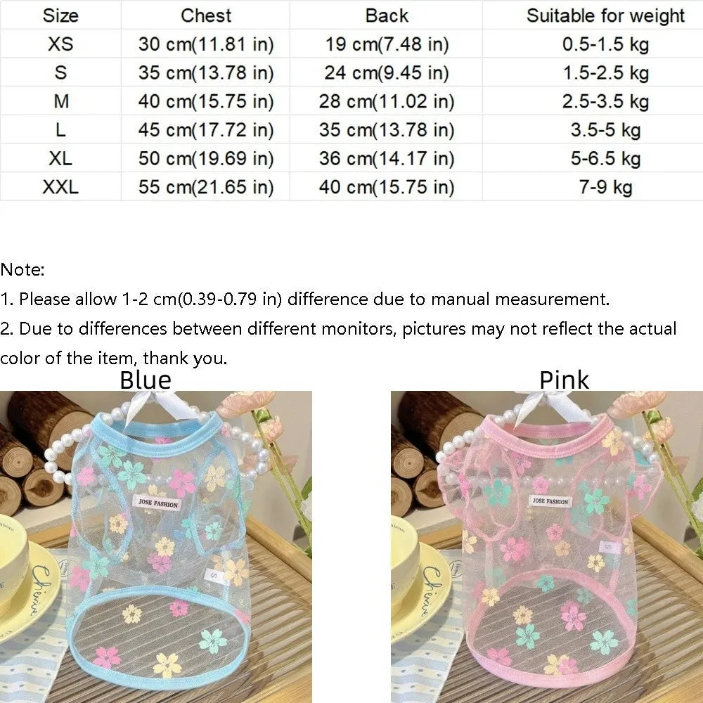 Floral Cooling Dog & Cat Mesh Vest | Breathable Summer T-Shirt