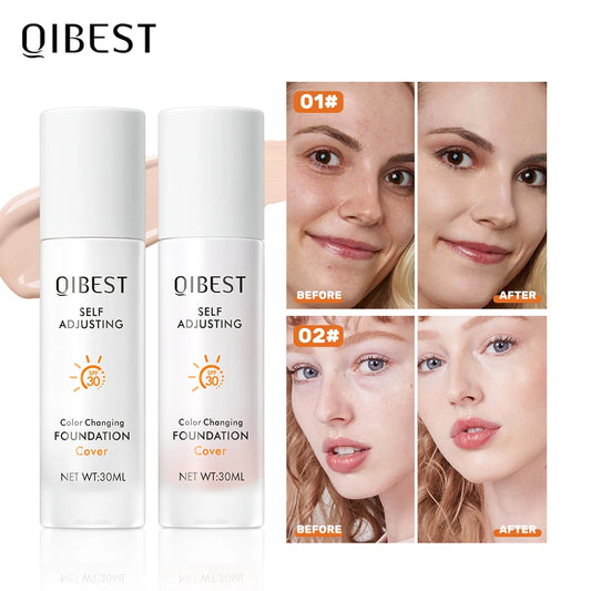 QIBEST Liquid Foundation Hydrating Medium Full Coverage Concealer SPF 30+ Long Wearing Waterproof Foundation Natural Makeup Peaceful Pleasures Health and Wellness