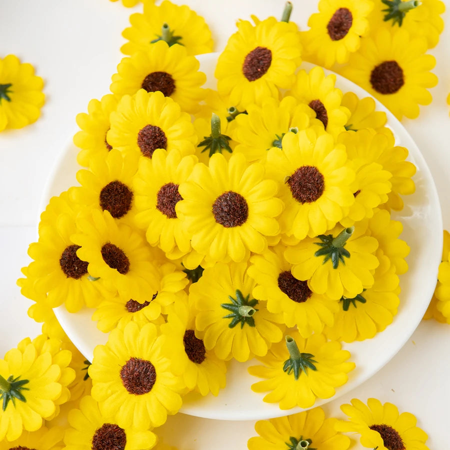 Artificial Silk Sunflowers 50/100pcs – Crafts, Wedding & Home Decor