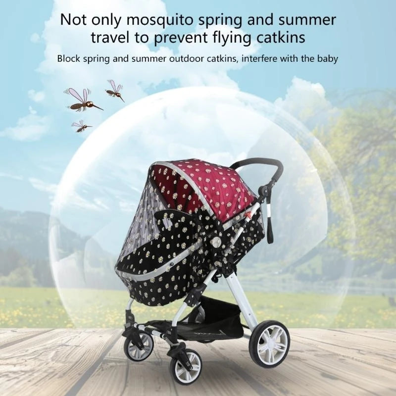 Baby Stroller Mosquito Net | Embroidered Insect Mesh Cover